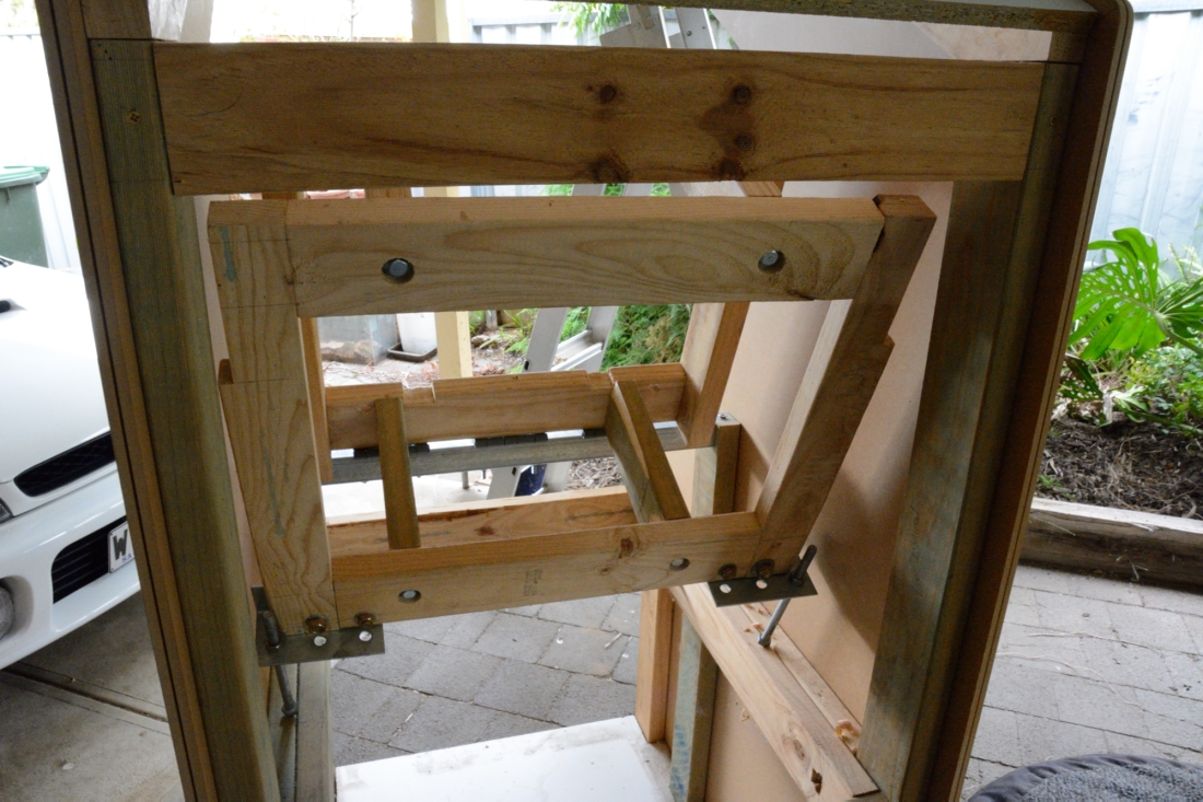 view of rear of monitor frame with bolt supports