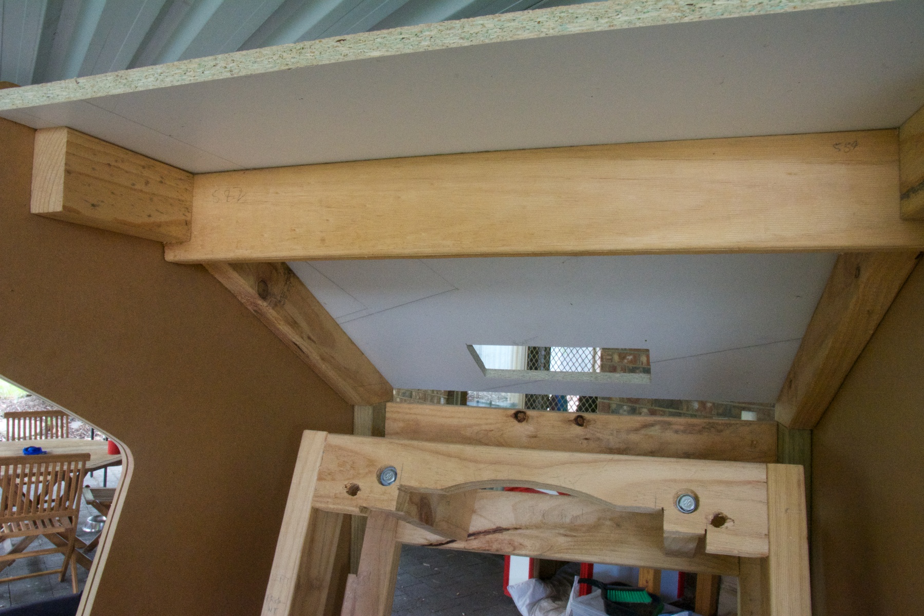 view of the inside top of the arcade cabinet