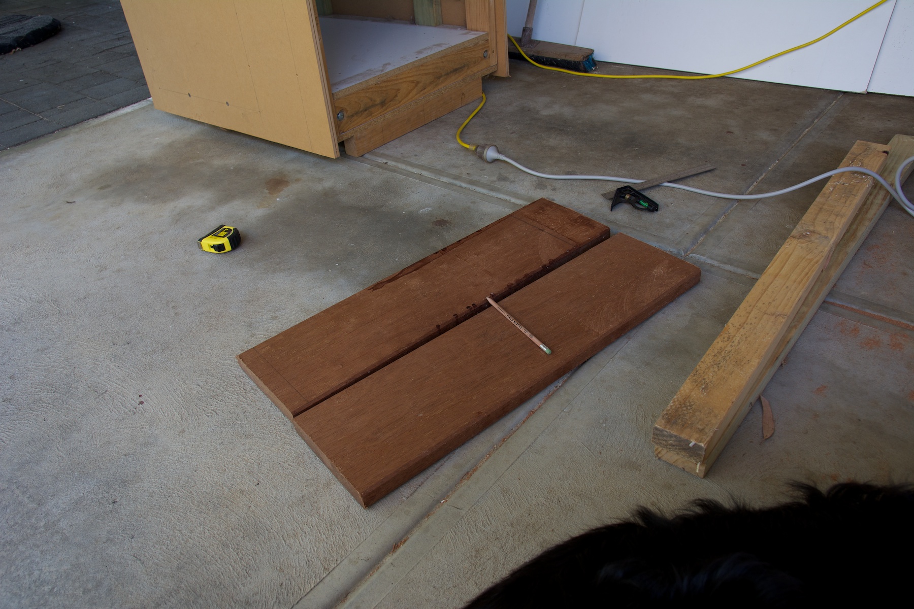 picture of two pieces of wood that will form the control panel