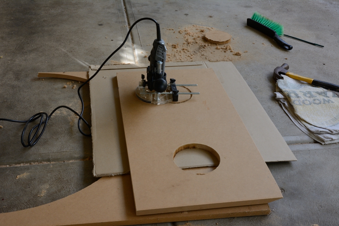 view of cutting out the speaker holes