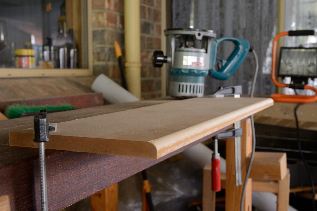 picture of front panel with routered edge