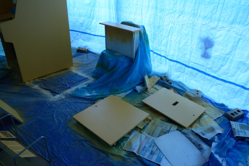 picture of doors and drawer after painted yellow