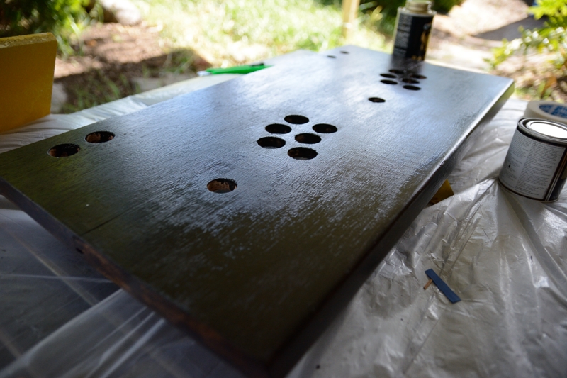 picture of control panel drying after being stained