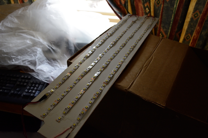 picture of soldered LED lighting strips