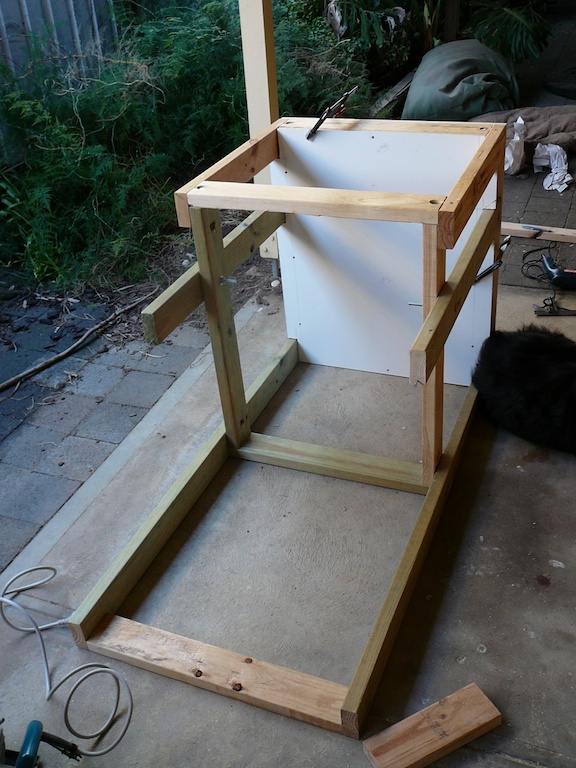 picture of internal cabinet frame laying of its back