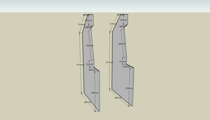 picture of the sides of an arcade cabinet drawn in sketch up